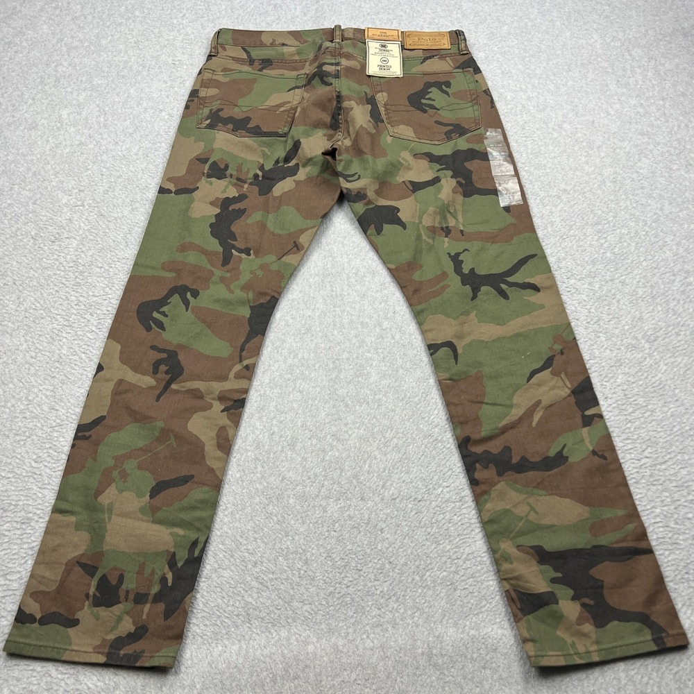 NEW Polo Ralph Lauren Sullivan Slim Jeans Mens 32x30 Camo Pony AOP Denim Pants